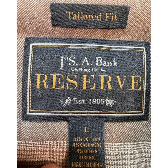 Jos. A. Bank Reserve Mens Tailored Fit Plaid Button-Down Shirt L Brown - Picture 2 of 10